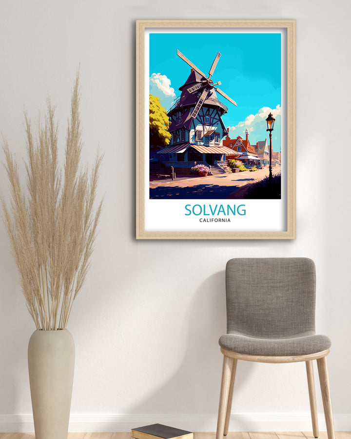 Solvang California Travel Poster Solvang Wall Decor, Solvang Home Living Decor Solvang Illustration Travel Poster Gift For Solvang