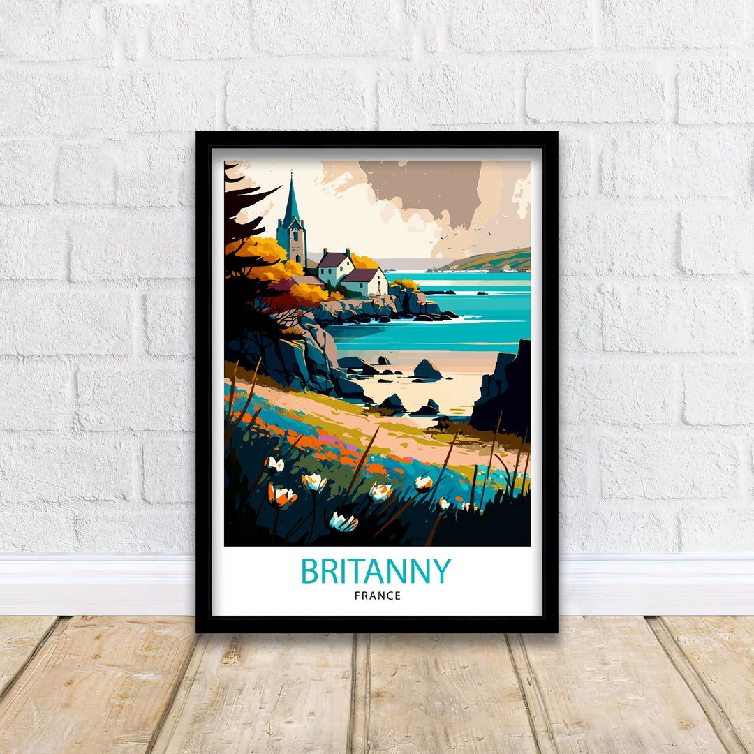 Brittany France Travel Poster, Wall Decor, Home Living Decor, Brittany France Illustration, Travel Poster, Gift for France Lover, France Home