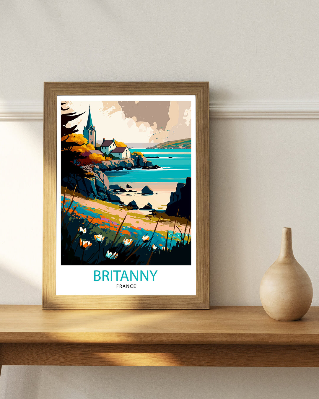 Brittany France Travel Poster, Wall Decor, Home Living Decor, Brittany France Illustration, Travel Poster, Gift for France Lover, France Home