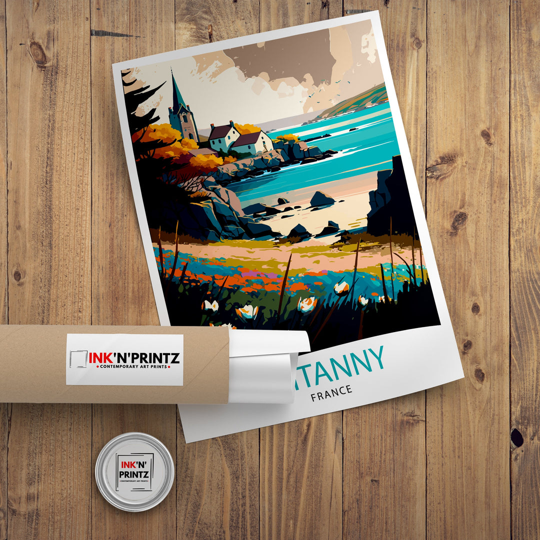 Brittany France Travel Poster, Wall Decor, Home Living Decor, Brittany France Illustration, Travel Poster, Gift for France Lover, France Home