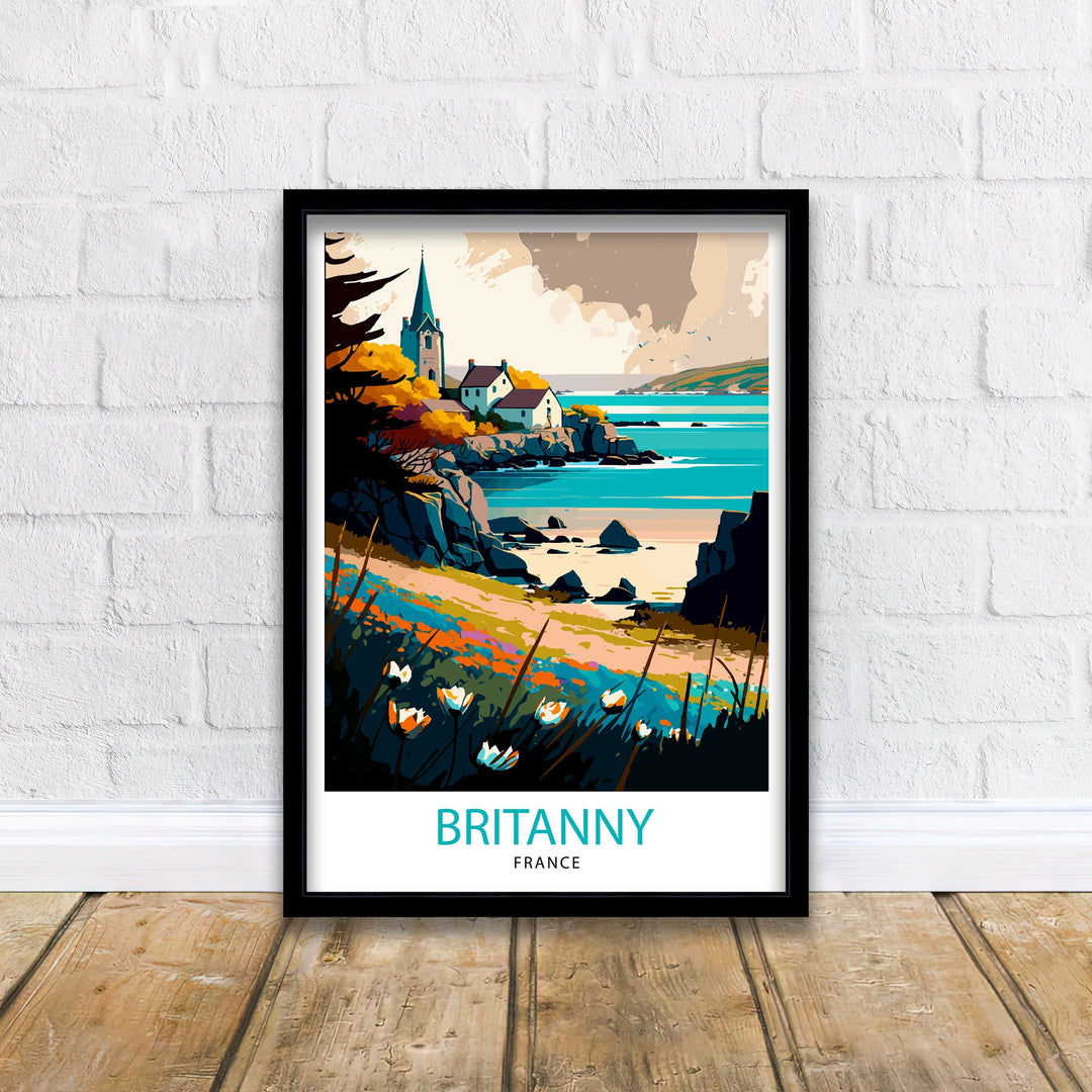 Brittany France Travel Poster, Wall Decor, Home Living Decor, Brittany France Illustration, Travel Poster, Gift for France Lover, France Home