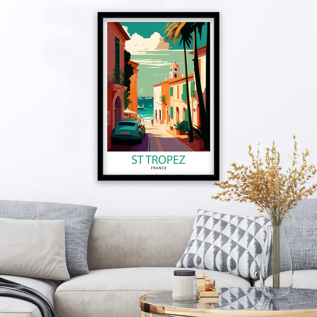 St Tropez Travel Poster St Tropez Wall Decor St Tropez Illustration Travel Poster Gift For St Tropez France Home Decor