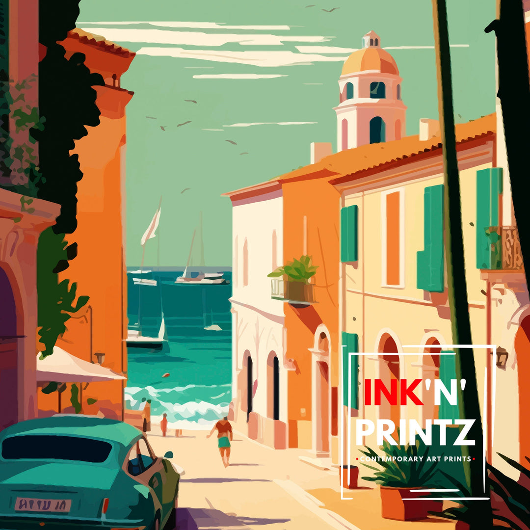 St Tropez Travel Poster St Tropez Wall Decor St Tropez Illustration Travel Poster Gift For St Tropez France Home Decor