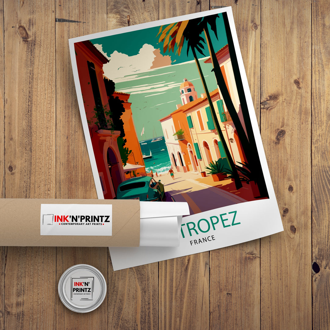 St Tropez Travel Poster St Tropez Wall Decor St Tropez Illustration Travel Poster Gift For St Tropez France Home Decor