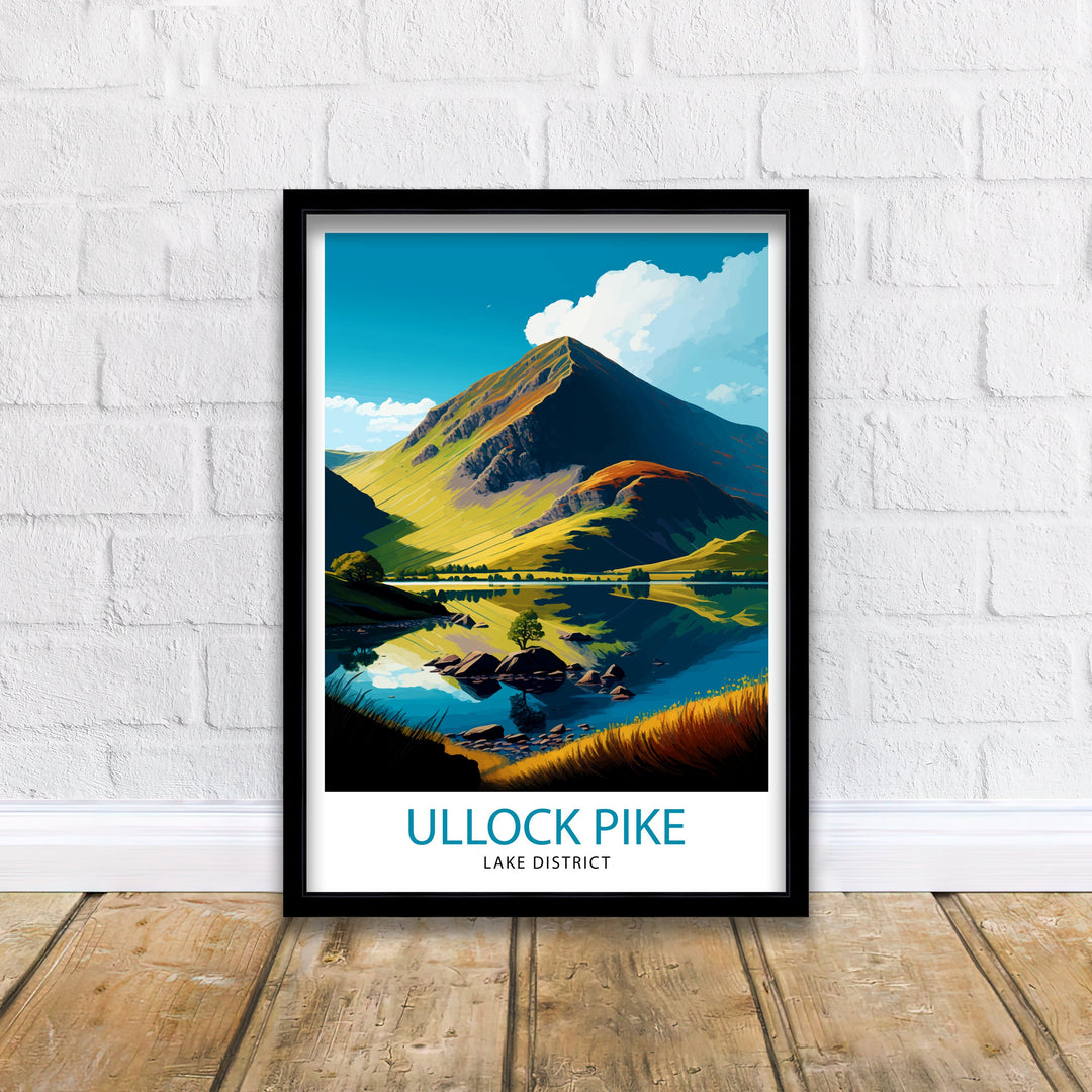 Ullock Pike Travel Print Wall Decor, Home Living Decor Ullock Pike Illustration Travel Poster, Gift For Hikers, UK Home Decor, Lake District