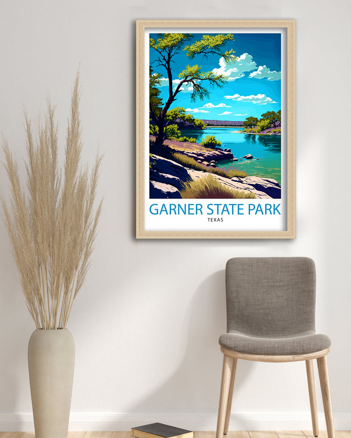 Garner State Texas Travel Poster Texas Wall Decor Texas Home Living Decor Garner State Park Illustration Travel Poster Gift for Texas Home