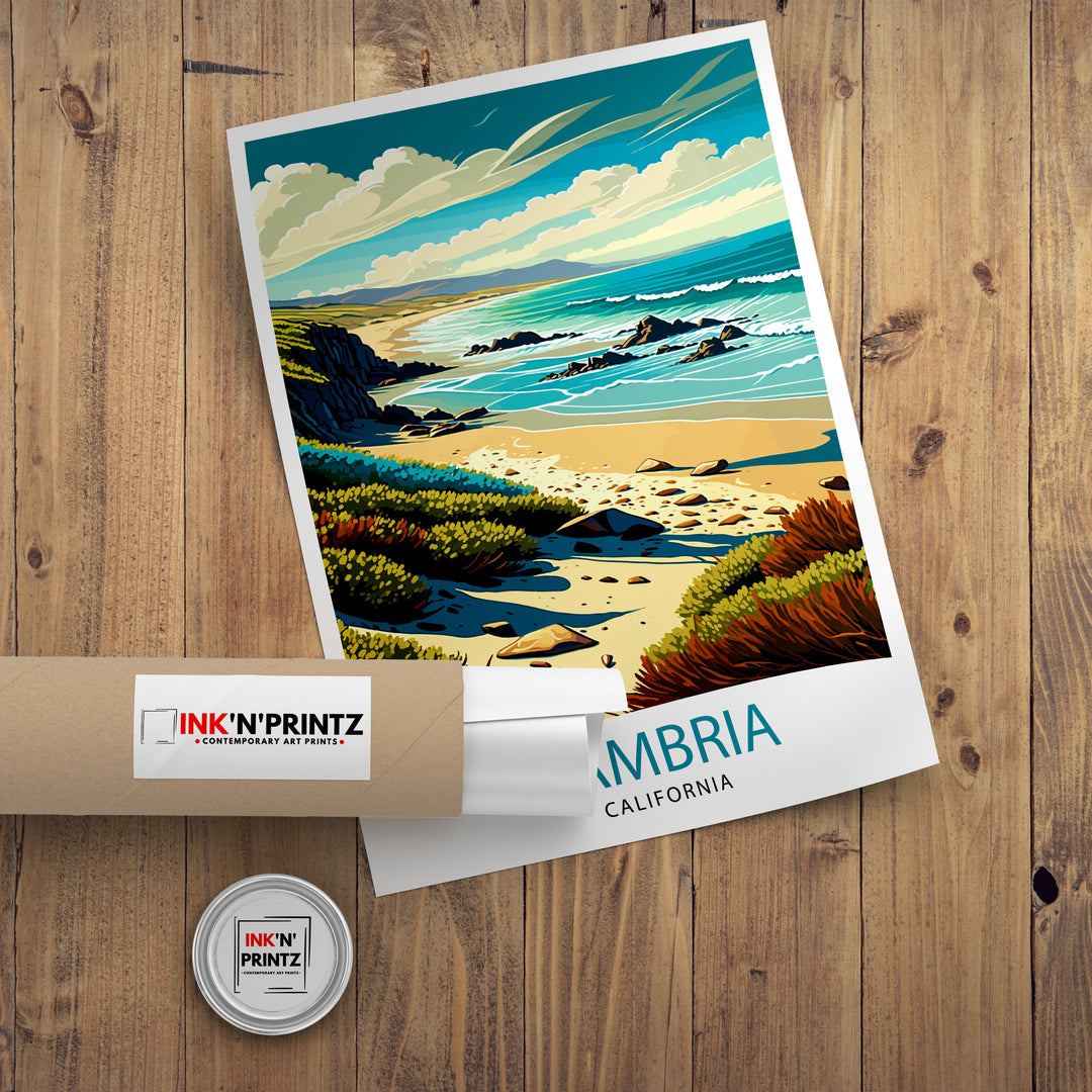 Cambria California Travel Poster Cambria Wall Art Coastal Home Decor Travel Poster Gift for Cambria California Wall Art