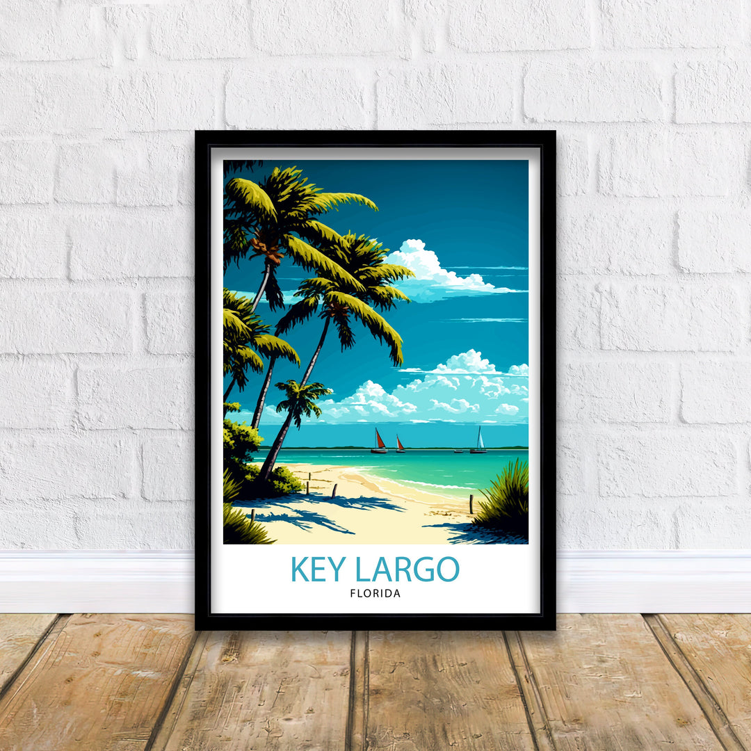 Key Largo Florida Travel Poster Key Largo Wall Art Key Largo Home Decor Key Largo Illustration Travel Poster, Florida Gift Beach House Decor