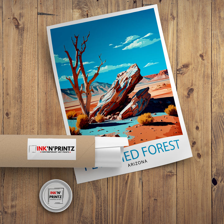 Petrified Forest Arizona Travel Poster Arizona Wall Decor Arizona Home Living Decor Arizona Illustration Travel Poster Gift For Arizona Home