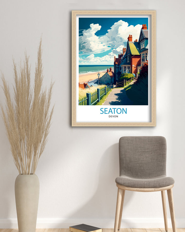 Seaton Devon Travel Poster Seaton Wall Art Seaton Illustration Seaton Poster Seaton UK Travel Decor Seaton Souvenir Seaton Gift