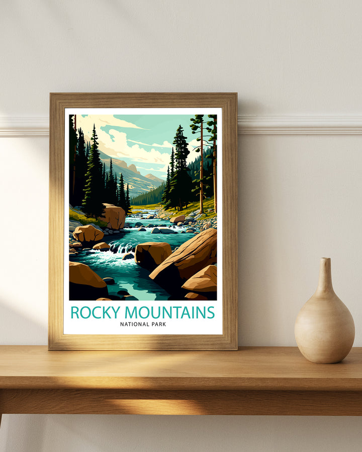 Rocky Mountains Travel Poster Mountain Wall Art Wall Art Rocky Mountain Art Rocky Mountain Colorado Art Rocky Mountain Poster