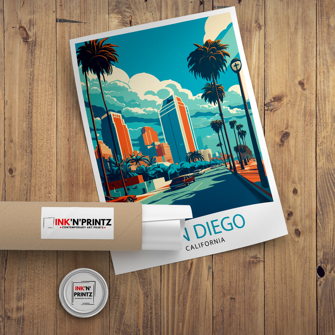 San Diego Travel Poster San Diego Wall Decor San Diego Illustration San Diego Travel Poster San Diego Gift San Diego Home Decor