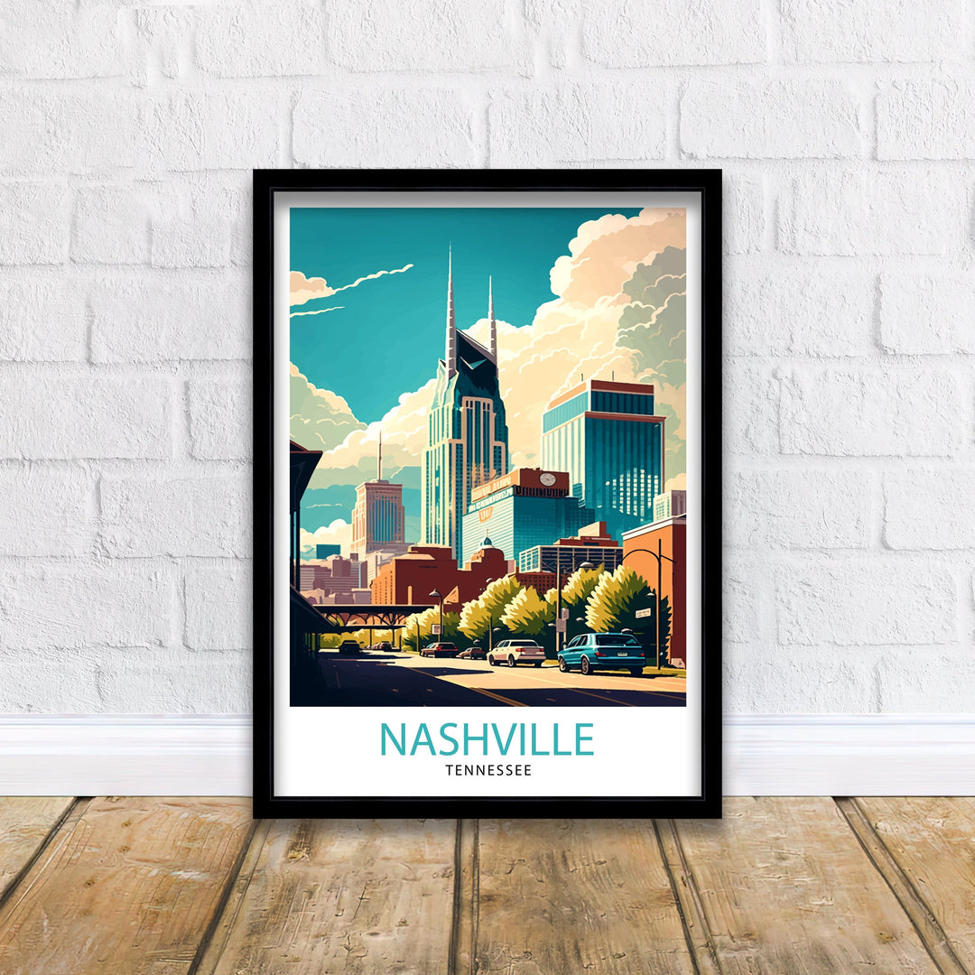 Nashville Travel Poster Nashville Wall Art Nashville Illustration Travel Poster Gift For Nashville Tennessee Home Decor