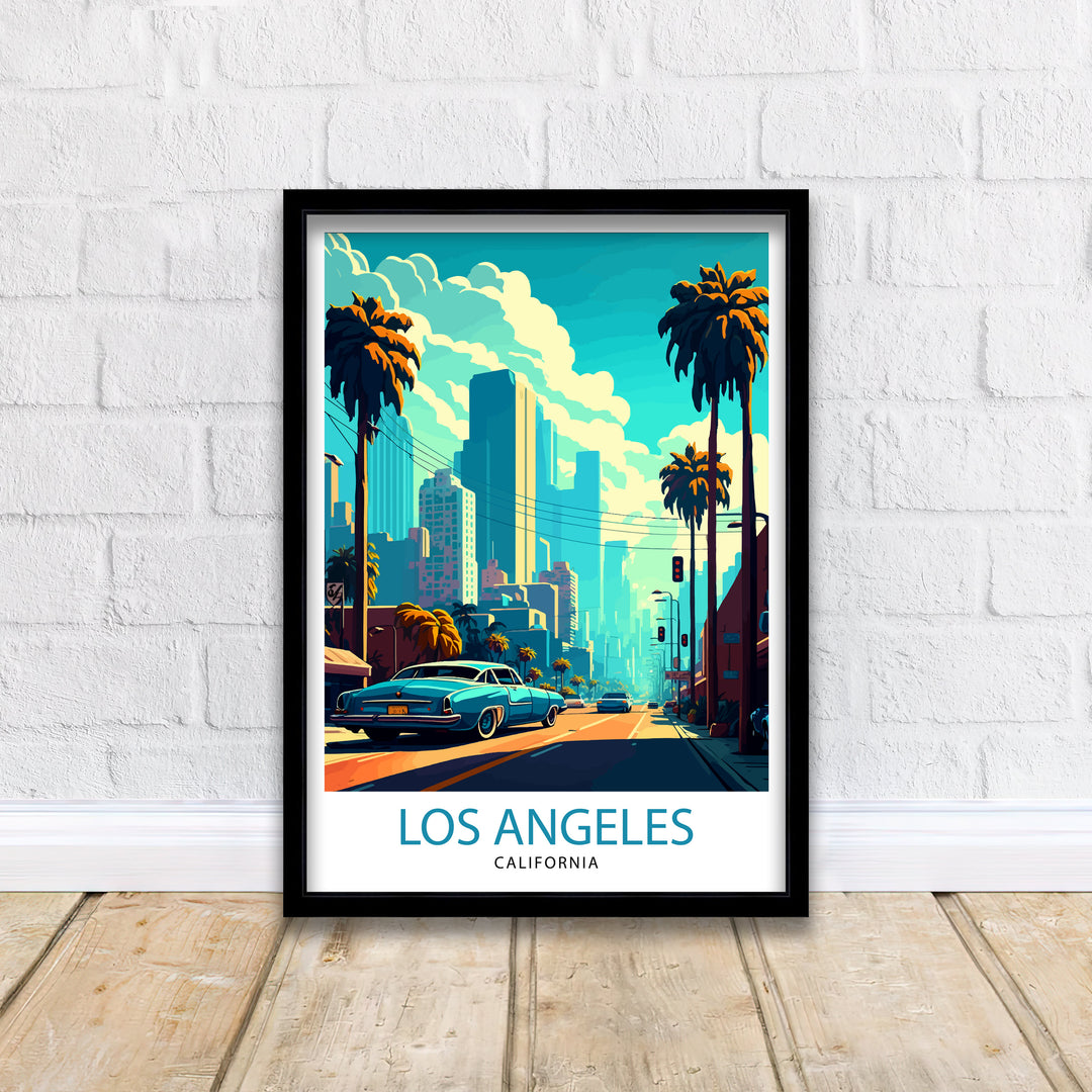 Los Angeles Travel Poster LA Wall Art California Travel Poster Los Angeles Skyline Illustration LA Cityscape Poster Gift For LA Lover