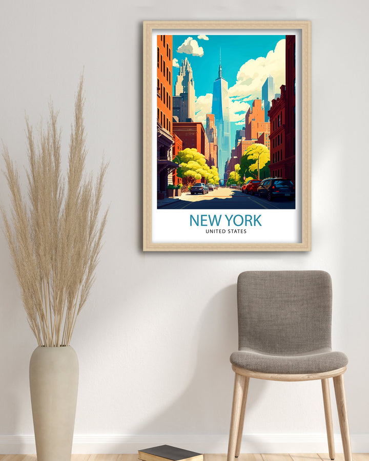 New York City Travel Poster New York Wall Art NYC Illustration Travel Poster Gift for New York Home Decor