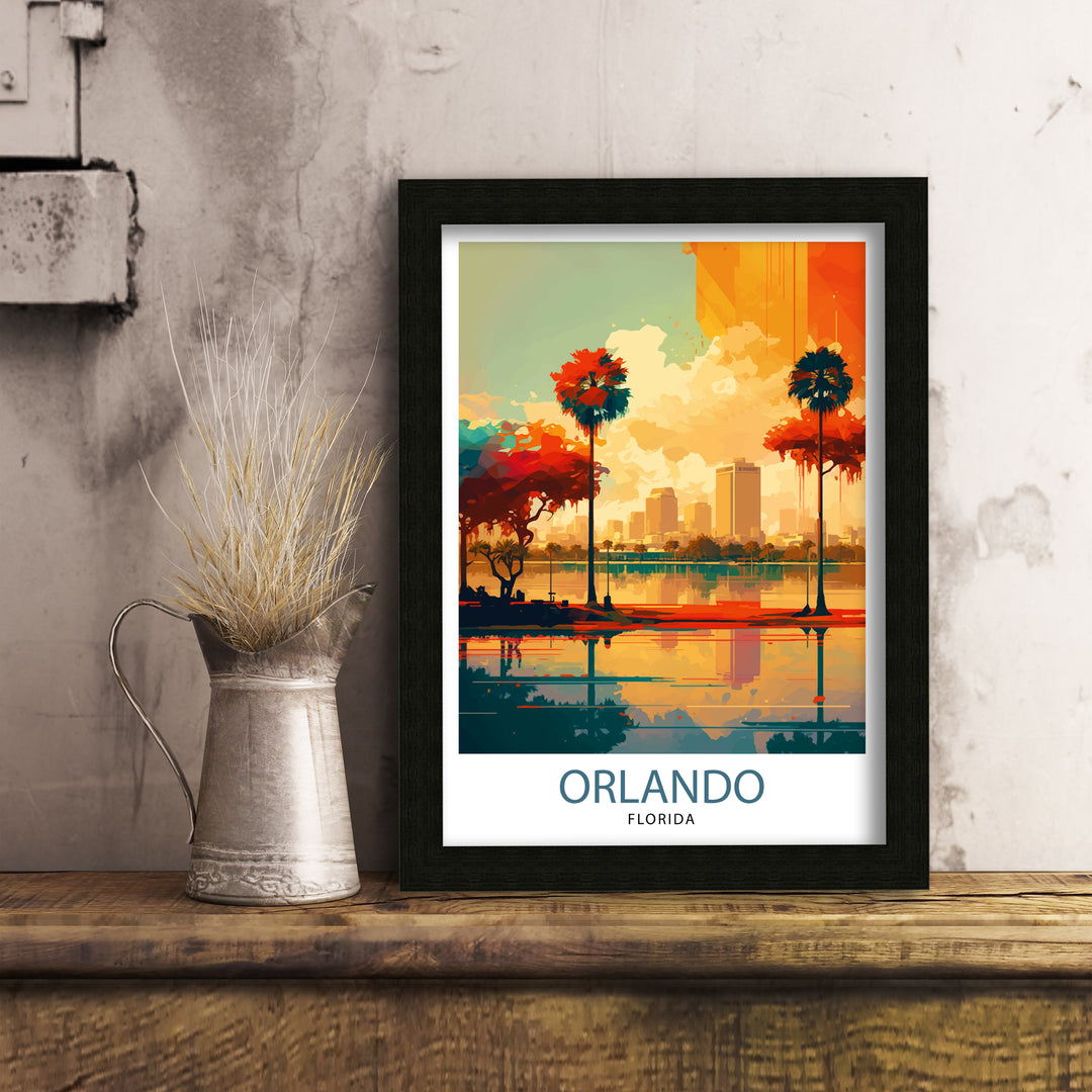 Orlando Travel Print Orlando Wall Art Orlando Home Decor Orlando Illustration Orlando Florida Poster Orlando Gift