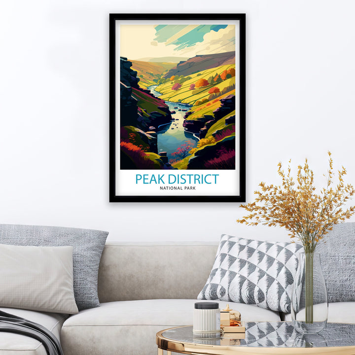 Peak District Travel Poster Peak District Wall Art Peak District Home Decor Peak District Illustration Peak District UK Travel Poster Gift