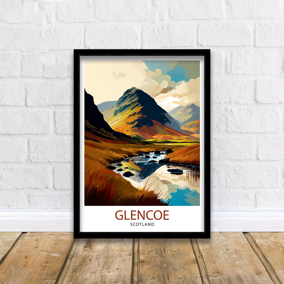 Glencoe Scotland Travel Print Wall Decor Scotland Highlands Glencoe Valley Scottish Landscape Travel Poster Scotland Home Decor