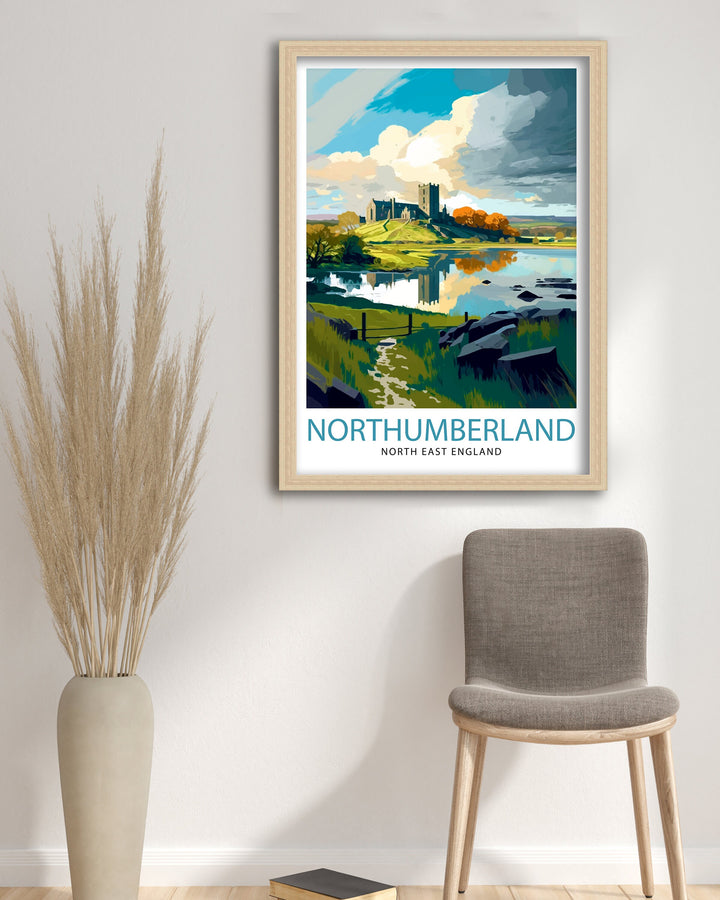 Northumberland Travel Print Northumberland Wall Art Northumberland Poster Northumberland Illustration Northumberland Travel Poster