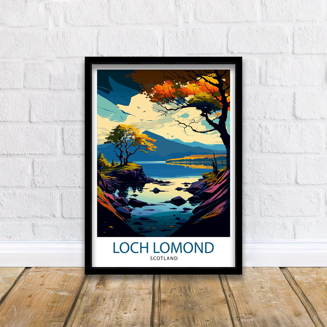 Loch Lomond Travel Print Scotland Wall Decor Loch Lomond Scotland Illustration Travel Poster Gift Scotland Home Decor