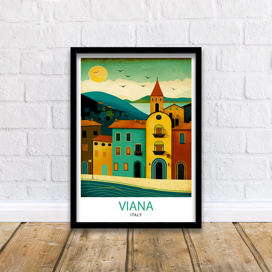 Viana Italy Travel Print Viana Wall Decor Viana Home Living Decor Viana Italy Illustration Travel Poster Gift for Viana Italy Home Decor