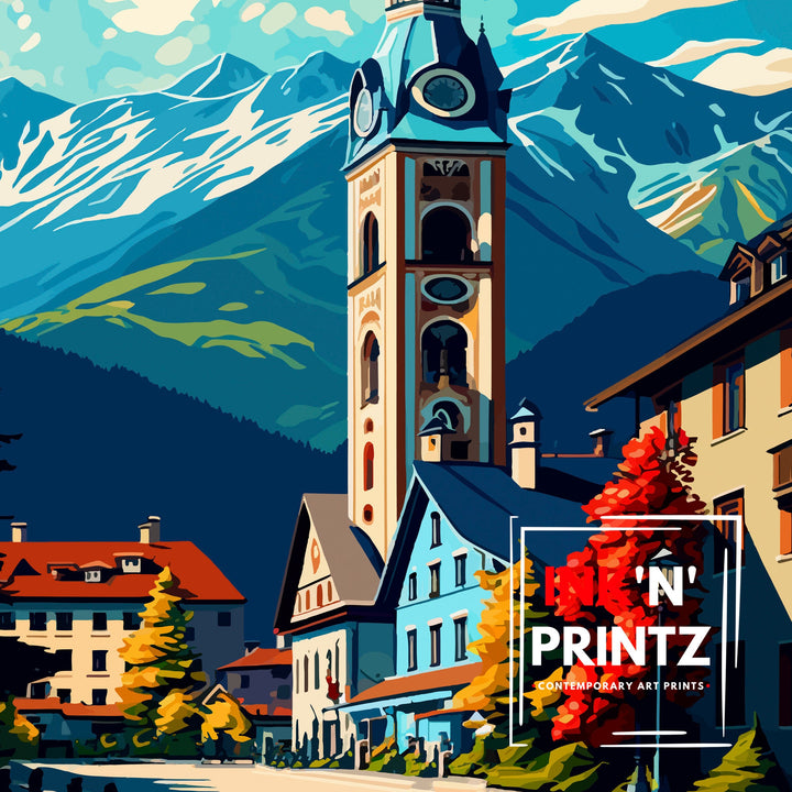 Seefeld Austria Travel Print Seefeld Wall Decor Seefeld Home Living Decor Seefeld Austria Illustration Travel Poster Gift for Seefeld