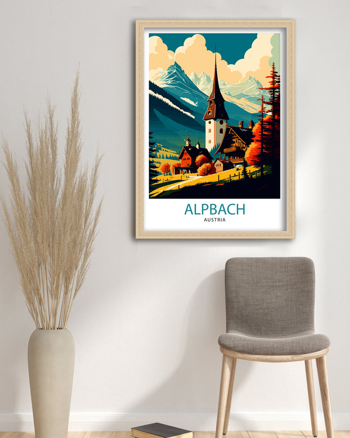 Alpbach Austria Travel Poster Alpbach Wall Art Alpbach Poster Austria Travel Decor Alpbach Home Decor Alpbach Illustration Alpbach Souvenir