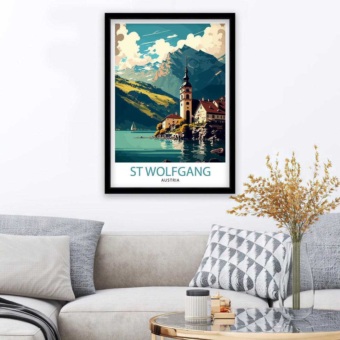 Saint Wolfgang Travel Poster Saint Wolfgang Wall Art Saint Wolfgang Home Decor Austria Travel Poster Saint Wolfgang Illustration