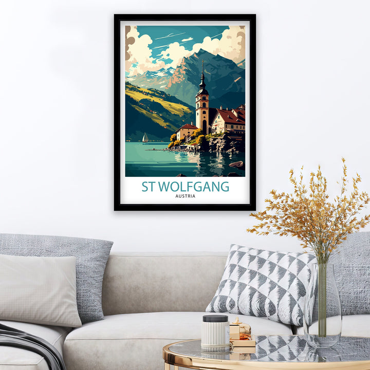 Saint Wolfgang Travel Poster Saint Wolfgang Wall Art Saint Wolfgang Home Decor Austria Travel Poster Saint Wolfgang Illustration