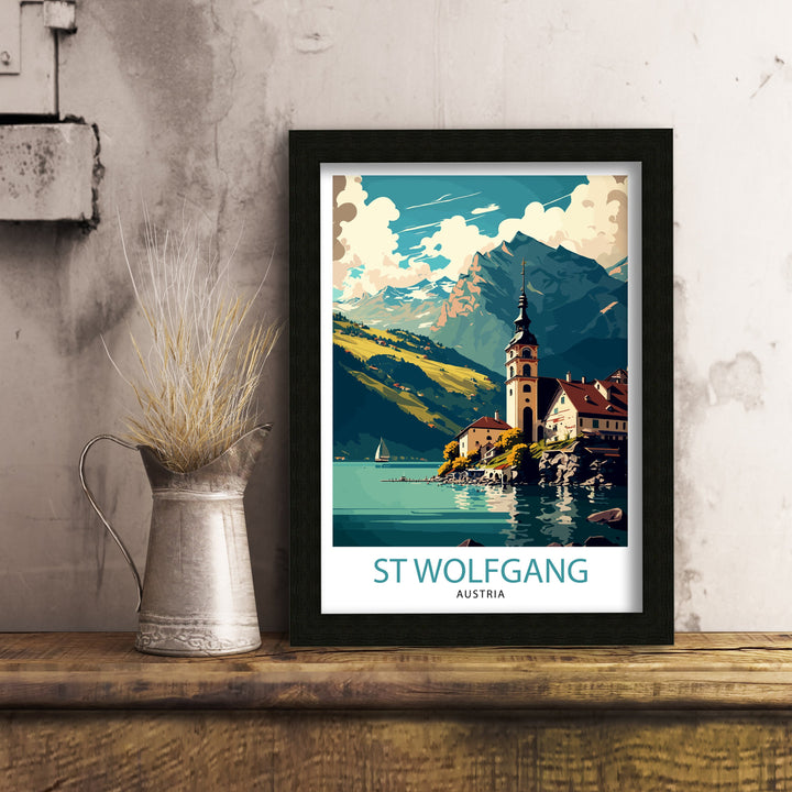 Saint Wolfgang Travel Poster Saint Wolfgang Wall Art Saint Wolfgang Home Decor Austria Travel Poster Saint Wolfgang Illustration