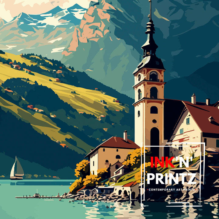 Saint Wolfgang Travel Poster Saint Wolfgang Wall Art Saint Wolfgang Home Decor Austria Travel Poster Saint Wolfgang Illustration