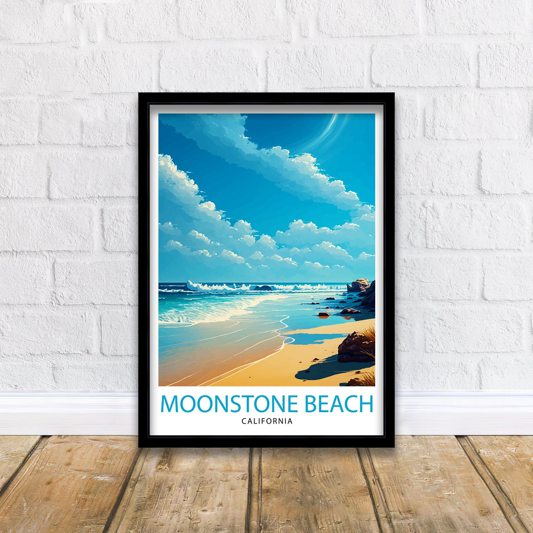 Moonstone Beach California Travel Print Moonstone Beach Wall Art Moonstone Beach Home Decor California Coastal Art Print Travel Poster Gift