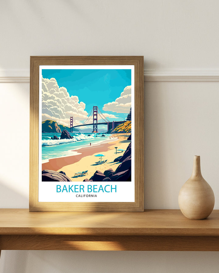 Baker Beach California Travel Poster Baker Beach Wall Art San Francisco Decor California Photography Beach Poster California Wall Decor
