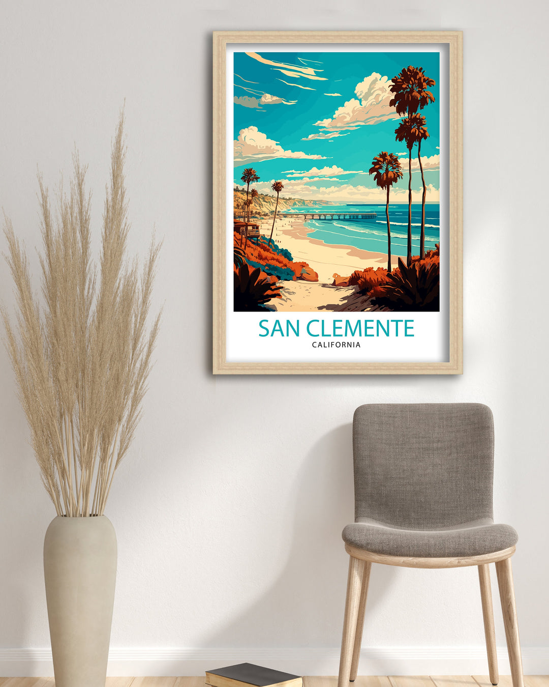 San Clemente Beach California Travel Poster Poster Coastal Wall Decor Surfing Art Home Living Decor California Illustration Travel