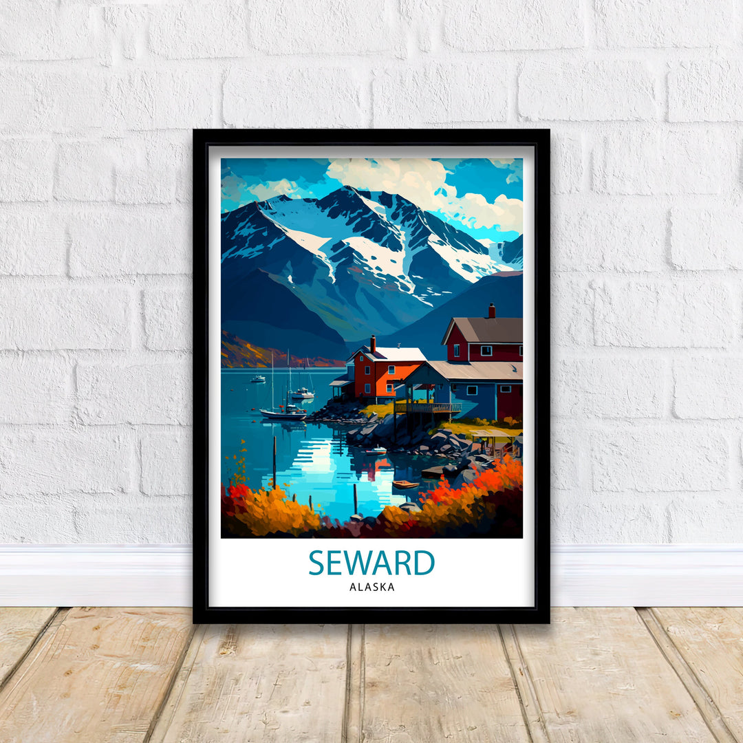 Seward Alaska Travel Poster Seward Wall Decor Seward Home Living Decor Alaska Illustration Travel Poster Gift For Seward Alaska Home Decor