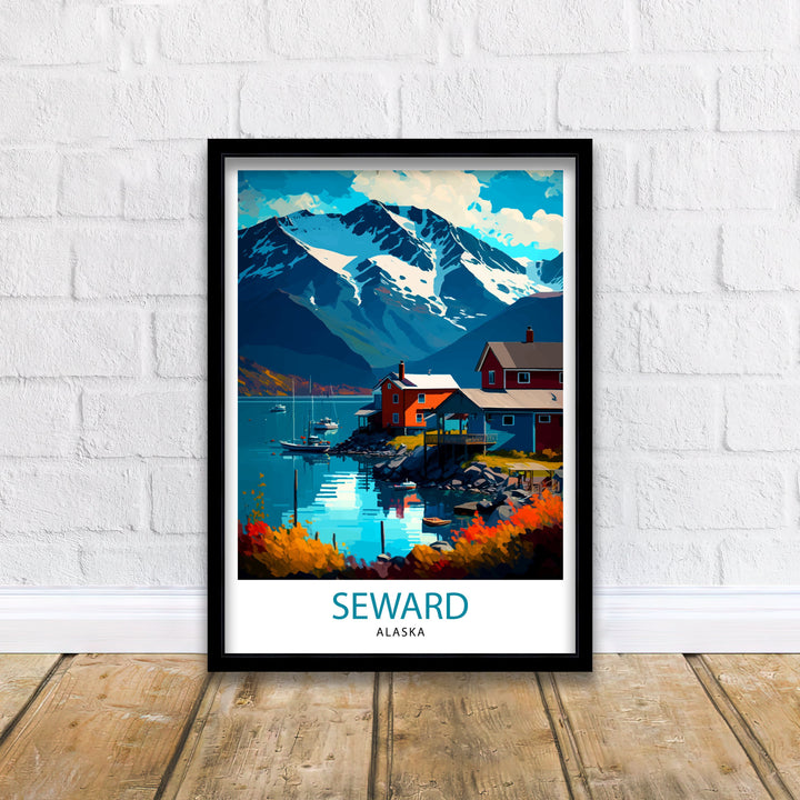 Seward Alaska Travel Poster Seward Wall Decor Seward Home Living Decor Alaska Illustration Travel Poster Gift For Seward Alaska Home Decor