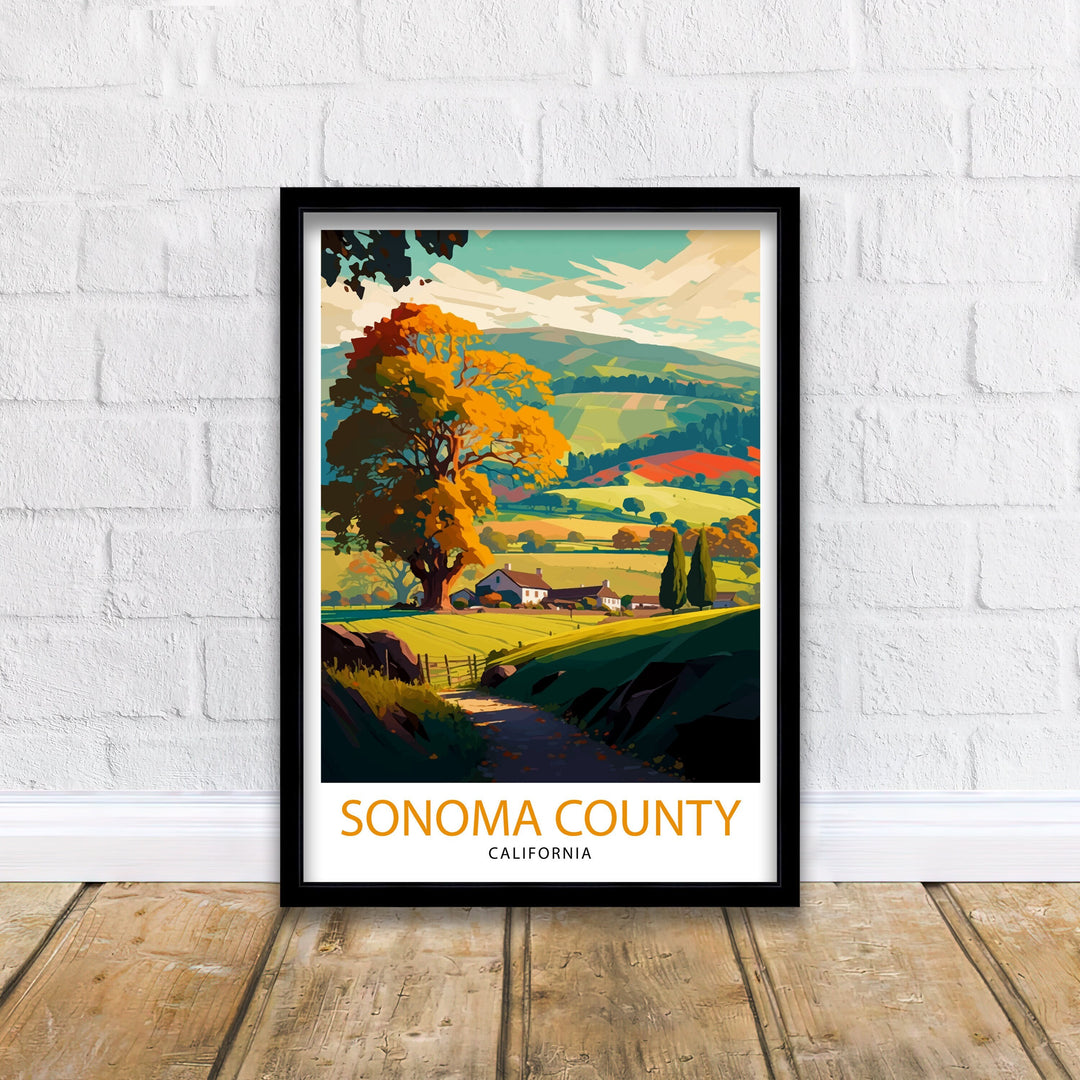 Sonoma California Travel Print Poster, Sonoma Wall Art Sonoma Home Decor Sonoma Gift Idea Sonoma Illustration Sonoma Valley Print