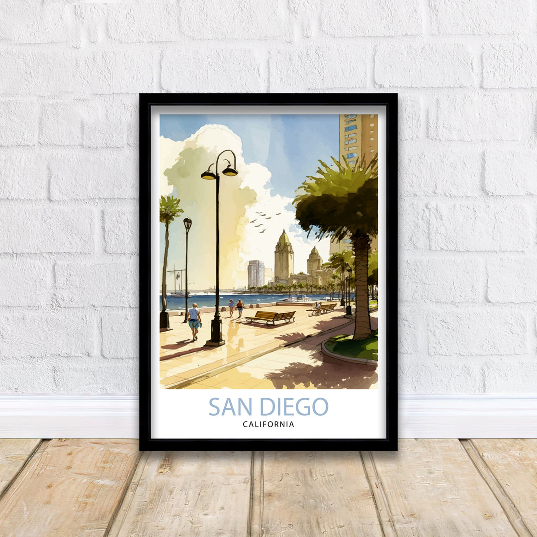 San Diego California Travel Poster San Diego Wall Decor San Diego Home Living Decor San Diego Illustration San Diego Travel Poster Gift