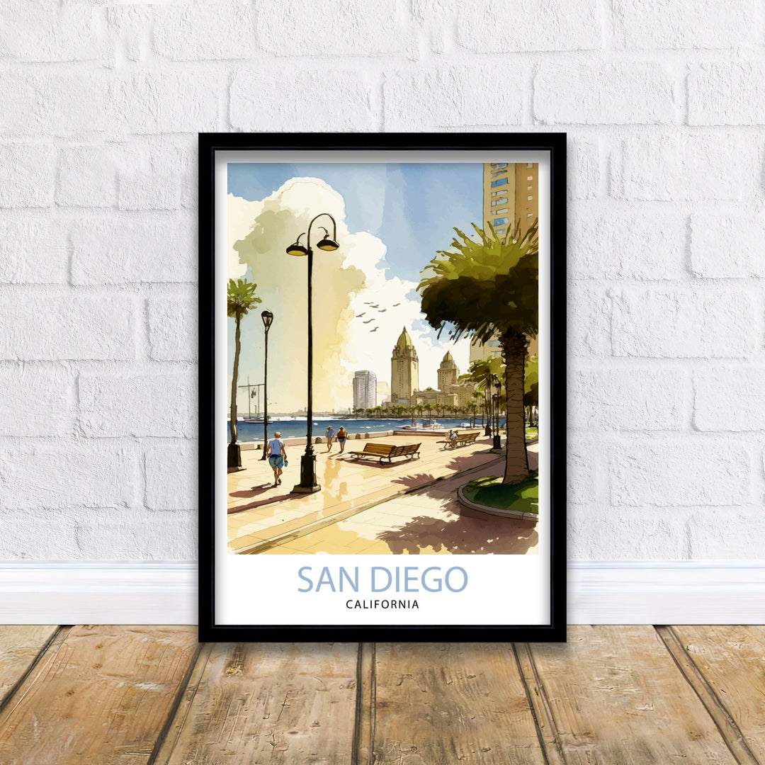 San Diego California Travel Poster San Diego Wall Decor San Diego Home Living Decor San Diego Illustration San Diego Travel Poster Gift