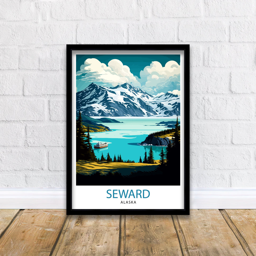 Seward Alaska Travel Poster Seward Wall Art Alaska Coastal Decor Travel Poster Seward Landscape Poster Home Decor