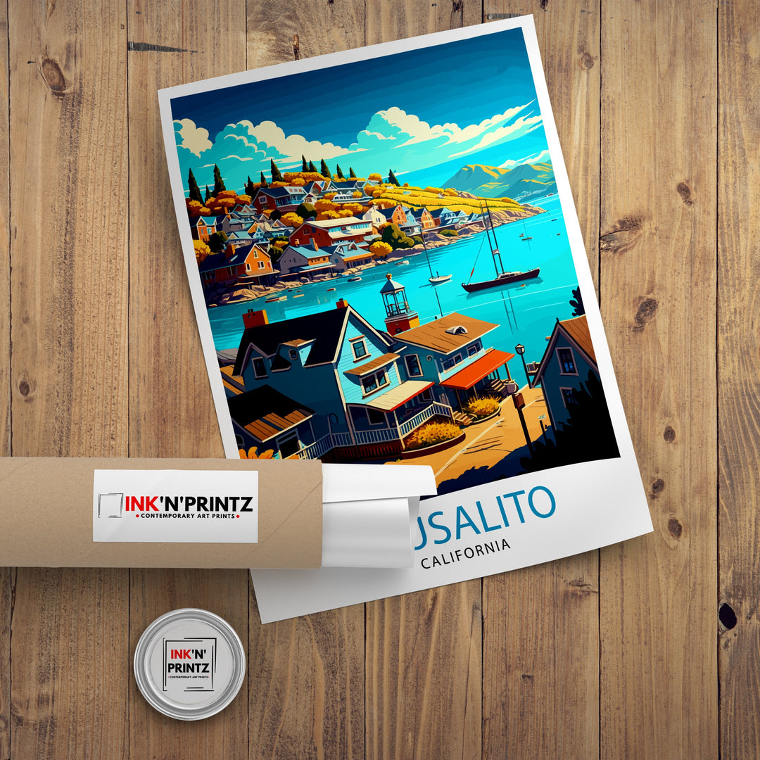 Sausalito California Travel Poster, Sausalito Wall Art Sausalito Home Decor Sausalito Illustration Travel Poster Gift For Sausalito