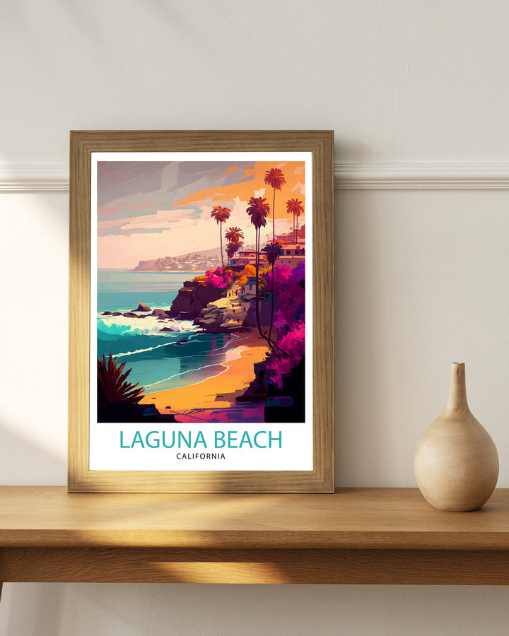 Laguna Beach California Travel Poster Laguna Beach Wall Decor Laguna Beach Home Living Decor Laguna Beach Illustration Travel Poster Gift