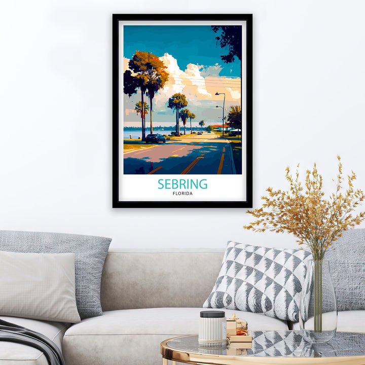 Sebring Florida Travel Poster Sebring Wall Decor Sebring Home Living Decor Sebring Florida Illustration Travel Poster Gift for Sebring