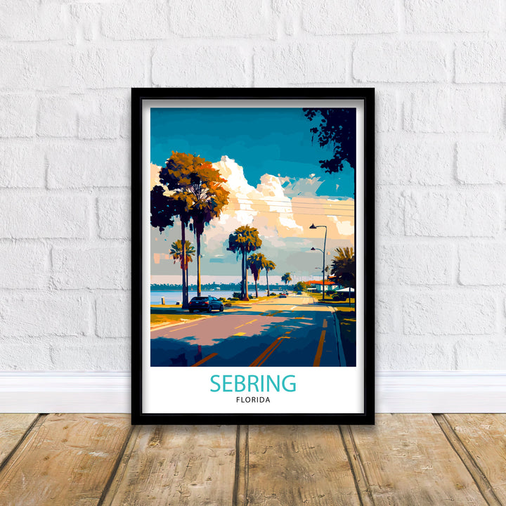 Sebring Florida Travel Poster Sebring Wall Decor Sebring Home Living Decor Sebring Florida Illustration Travel Poster Gift for Sebring