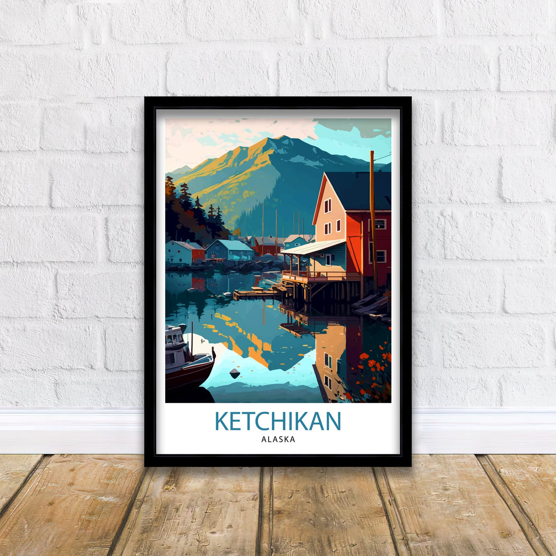 Ketchikan Alaska Travel Poster Ketchikan Wall Decor Ketchikan Art Poster Alaska Travel Posters Ketchikan Illustration Ketchikan Wall Art