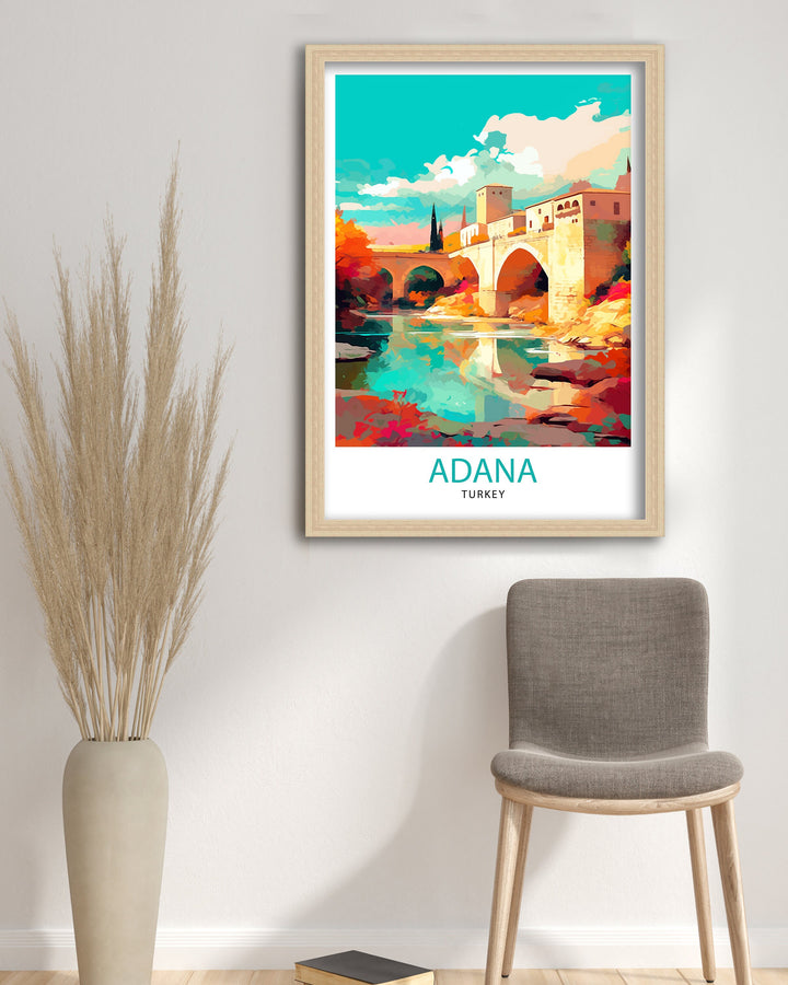Adana Turkey Travel Poster Adana Wall Decor Adana Cityscape Poster Adana Illustration Adana Home Decor Turkey Travel Poster