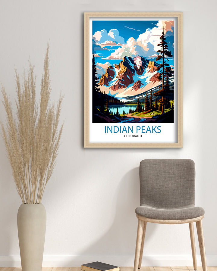 Indian Peaks Colorado Travel Poster Mountain Wall Art Nature Landscape Poster Colorado Art Decor Gift for Outdoor