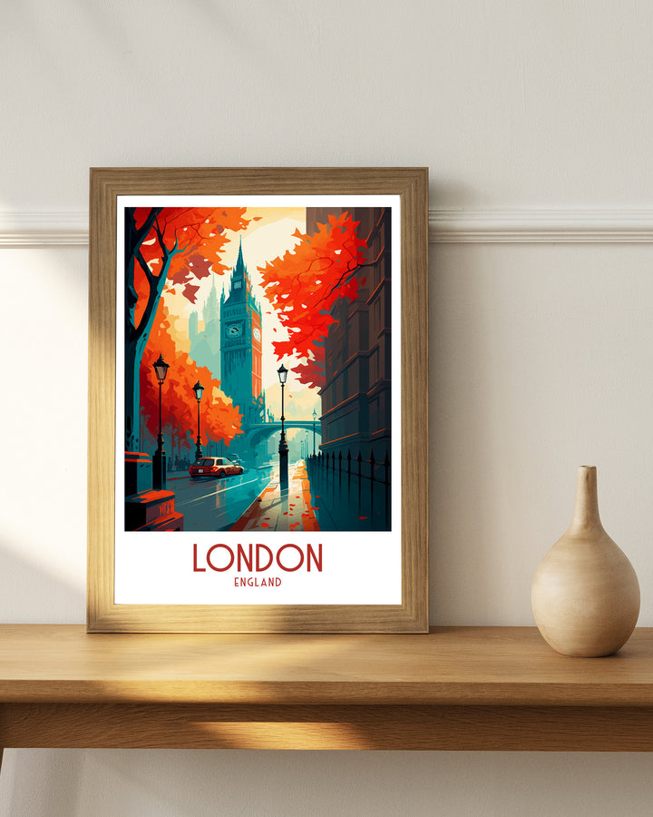 London Travel Poster London Wall Art London Home Decor London Illustration Travel Poster Gift For London UK Home Decor