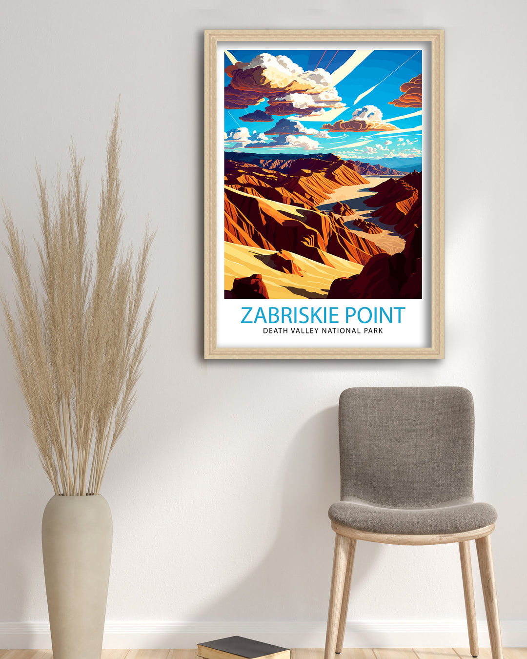 Zabriskie Point Travel Poster Death Valley National Park Wall Art California Desert Landscape Poster Zabriskie Point Home Decor Travel Poster