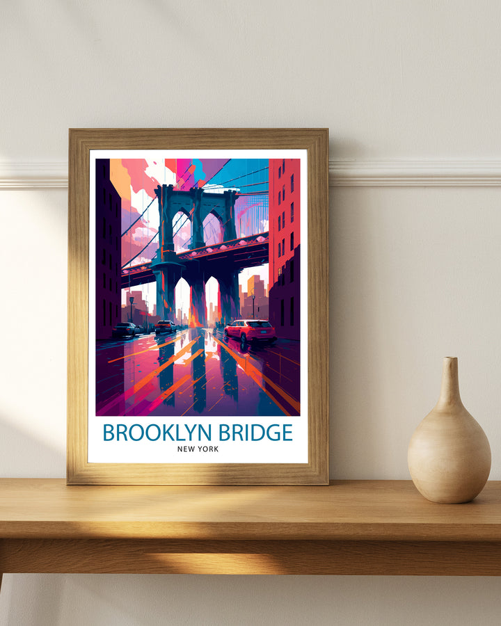 Brooklyn Bridge New York Travel Poster - Brooklyn Bridge Wall Decor - Brooklyn Bridge Poster New York Travel Posters Brooklyn Bridge Art Poster